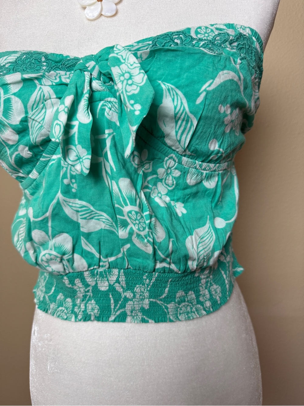 Vintage Y2K Hollister Floral Tie Front Tube Top – 2000s Size Medium - Picture 3 of 6